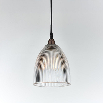Old School Electric Elongated Prismatic Pendant Light : Bathroom Version - Dark Bronze, Medium : 20Cm
