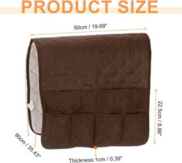 Non-Slip Sofa Armrest Organizer With 6 Pockets For Books, Magazines, Tablet, Phone, Coffee Plaid Pattern - thumbnail 2