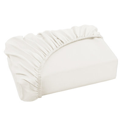 Ameha Plain Dyed Cream Fitted Sheet 30Cm Extra Deep Pocket Soft Touch Easy Care Durable Bed Fitted Sheets King, 152 X 200 Cm - image 1