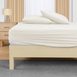 Ameha Plain Dyed Cream Fitted Sheet 30Cm Extra Deep Pocket Soft Touch Easy Care Durable Bed Fitted Sheets King, 152 X 200 Cm - thumbnail 5