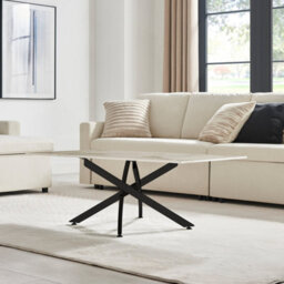 Furniturebox Uk Leonardo Coffee Table With White Glass Marble Effect Top And Black Legs - thumbnail 3