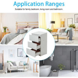 3 Drawers-32X30X59Cm Modern Bedside Table Drawers Cabinet Bedroom Furniture Storage Nightstand Shelf - thumbnail 5
