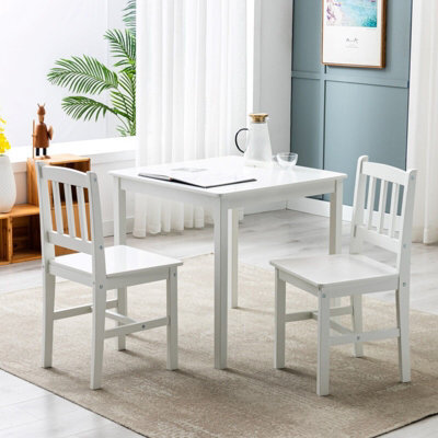 MCC Direct Solid Wooden Kitchen Dining Table And 2 Chairs White By Mcc - image 1