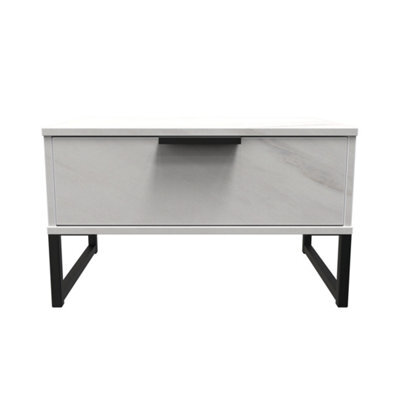 Beijing 1 Drawer Midi Bedside Cabinet In Marble (Ready Assembled) - image 1