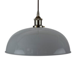 French Grey Worcester Painted Dome Pendant Light With Black Nickel Lamp Holder And Black Round Cable - Se Home - thumbnail 1