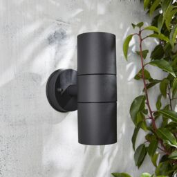 Zinc Odin Fixed Matt Black Mains-Powered Led Outdoor Up & Down On/off Wall Light (Dia)6Cm - thumbnail 4