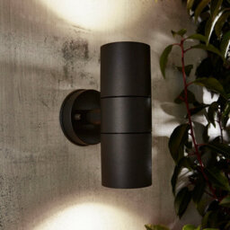 Zinc Odin Fixed Matt Black Mains-Powered Led Outdoor Up & Down On/off Wall Light (Dia)6Cm - thumbnail 1