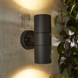 Zinc Odin Fixed Matt Black Mains-Powered Led Outdoor Up & Down On/off Wall Light (Dia)6Cm - thumbnail 2