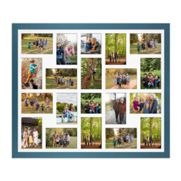 AK Frames 80X70Cm Navy Blue Modern Multi Photo Frame With White Mount - Holds 20 Apertures (18X) 6X4, (2X) 4X4 Photos - thumbnail 1