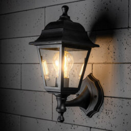 CGC Lighting Cgc Black Outdoor Wall Light Lantern Vintage Ip44 E27 Traditional Porch Security Polycarbonate Weatherproof - thumbnail 2