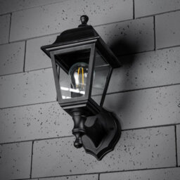 CGC Lighting Cgc Black Outdoor Wall Light Lantern Vintage Ip44 E27 Traditional Porch Security Polycarbonate Weatherproof - thumbnail 4