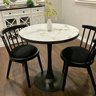 Round Marble Dining Table Mid Century Table Pedestal Base Modern Leisure Table - image 1