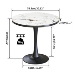 Round Marble Dining Table Mid Century Table Pedestal Base Modern Leisure Table - thumbnail 2