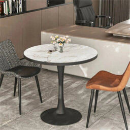 Round Marble Dining Table Mid Century Table Pedestal Base Modern Leisure Table - thumbnail 5