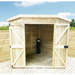 Marlborough - 7 X 7 Wooden Corner Pressure Treated Garden Garden Shed / Workshop + Windows  (7' X 7' / 7Ft X 7Ft) (7X7) - thumbnail 2
