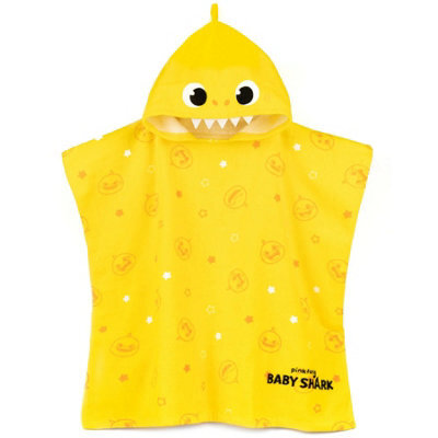 Baby Shark Childrens/kids Repeat Print Hooded Towel Yellow/white (One Size) - image 1
