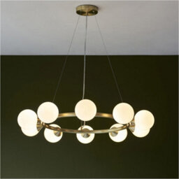 Loops Multi Arm Hanging Ceiling Pendant Light - Satin Brass Plate & Gloss White Glass Shade - 10 X 3W Led G9 - thumbnail 3