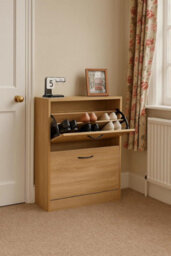 Celino 2 Drawer Shoe Cabinet Cupboard Storage Organiser Shoes Footwear Rack Hallway 60X24X81 Cm - thumbnail 2