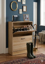 Celino 2 Drawer Shoe Cabinet Cupboard Storage Organiser Shoes Footwear Rack Hallway 60X24X81 Cm - thumbnail 5