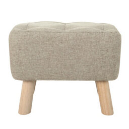 Living And Home Khaki Linen Upholstered Ottoman Footstool With Pocket 33Cm (H) - thumbnail 5