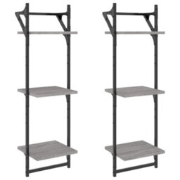 Berkfield 3-Tier Wall Shelves With Bars 2 Pcs Grey Sonoma 30X25X100 Cm - thumbnail 2