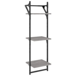 Berkfield 3-Tier Wall Shelves With Bars 2 Pcs Grey Sonoma 30X25X100 Cm - thumbnail 4