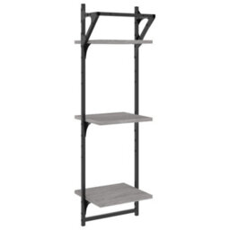 Berkfield 3-Tier Wall Shelves With Bars 2 Pcs Grey Sonoma 30X25X100 Cm - thumbnail 7