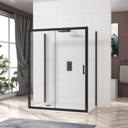 Royal Bathrooms Milan 1000 X 760mm Matt Black 3-Sided Sliding Door Shower Enclosure Rectangular With Side Panels 6mm Glass Screen - thumbnail 3