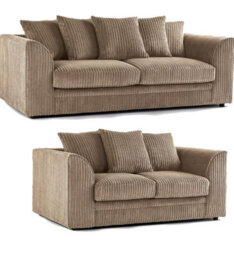 BlissFurniture Ltd Bliss Furniture Beige Jumbo Cord 3+2 Seater Sofa Set Scatter Back Cushions, Deep Foam Seats, Modern And Durable Design - thumbnail 1