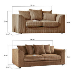 BlissFurniture Ltd Bliss Furniture Beige Jumbo Cord 3+2 Seater Sofa Set Scatter Back Cushions, Deep Foam Seats, Modern And Durable Design - thumbnail 2