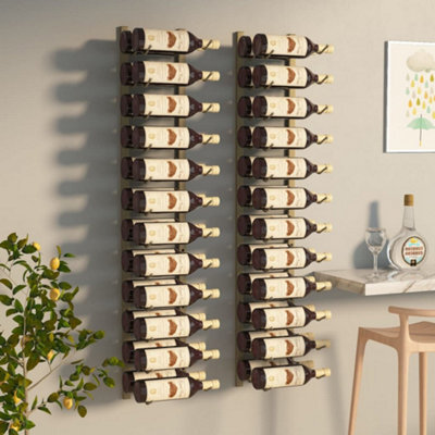 Berkfield Wall Mounted Wine Rack For 24 Bottles 2 Pcs Gold Iron - image 1