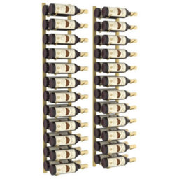 Berkfield Wall Mounted Wine Rack For 24 Bottles 2 Pcs Gold Iron - thumbnail 3