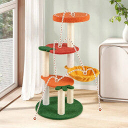Cute Fruit World Cat Tower Multi-Level Cat Tree W/rotatable Side Basket - thumbnail 6