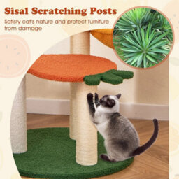 Cute Fruit World Cat Tower Multi-Level Cat Tree W/rotatable Side Basket - thumbnail 4