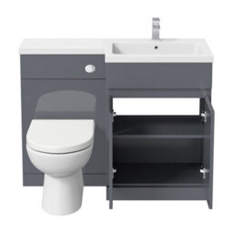 Affine 1100mm Bathroom Vanity Unit Basin Sink Toilet Combined Furniture Left Hand Grey - thumbnail 6