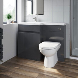 Affine 1100mm Bathroom Vanity Unit Basin Sink Toilet Combined Furniture Left Hand Grey - thumbnail 1