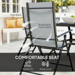 Wyld Haus Malito 5-Piece Bistro Set - Square Table With 4 Folding Mesh Chairs, Grey And Black - thumbnail 7