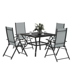 Wyld Haus Malito 5-Piece Bistro Set - Square Table With 4 Folding Mesh Chairs, Grey And Black - thumbnail 2