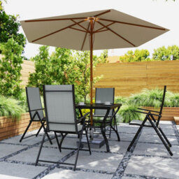 Wyld Haus Malito 5-Piece Bistro Set - Square Table With 4 Folding Mesh Chairs, Grey And Black - thumbnail 9