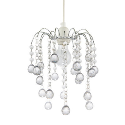 Happy Homewares Chic Waterfall Pendant Light Shade With Clear Acrylic Balls And Beads - image 1