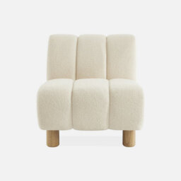 Sweeek - Wooden Armchair With Rounded Legs In Boucle Fabric Angel White 78X90X79 Cm - thumbnail 3