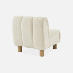 Sweeek - Wooden Armchair With Rounded Legs In Boucle Fabric Angel White 78X90X79 Cm - thumbnail 2