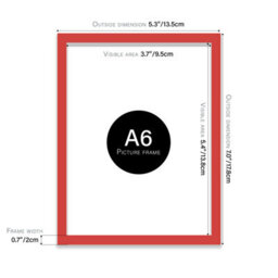 A6 Red Picture Frame Fits A6 (10.5 X 14.8Cm - 4.1 X 5.8In) Poster, Photo, Artwork, Or Print. - thumbnail 2