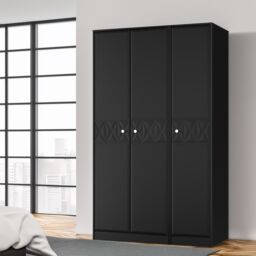 San Jose Ready Assembled Contemporary Matt Black Tall Triple Wardrobe (H)1960mm (W)1108mm (D)530mm - thumbnail 3