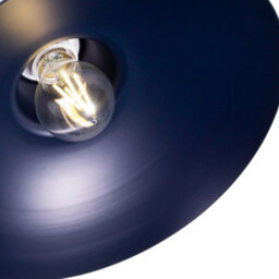 Happy Homewares Industrial Retro Designed Matt Midnight Blue Curved Metal Ceiling Pendant Shade - thumbnail 4