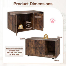 Brown Wooden Cat Litter Box Enclosure 90 X 50 X 50 Cm Hidden Litter Furniture - thumbnail 2