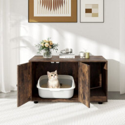 Brown Wooden Cat Litter Box Enclosure 90 X 50 X 50 Cm Hidden Litter Furniture - thumbnail 5