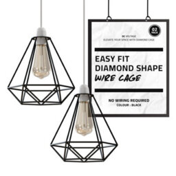 2 Pack Black Ceiling Light Wire Basket Metal Pendant Lighting Ceiling Light Shade, Ceiling Fitting Light Shade Lamp Shade - thumbnail 1