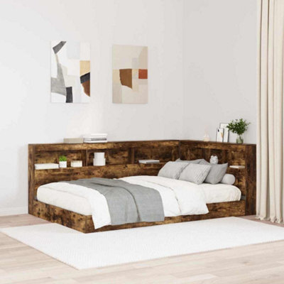 Berkfield Storage Headboard With Shelf Smoked Oak 120 Cm Engineered Wood - image 1