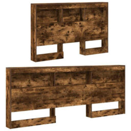 Berkfield Storage Headboard With Shelf Smoked Oak 120 Cm Engineered Wood - thumbnail 4